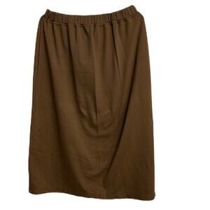 Veranesi Womens Brown Mid-Calf Skirt Side Slit Brown Large